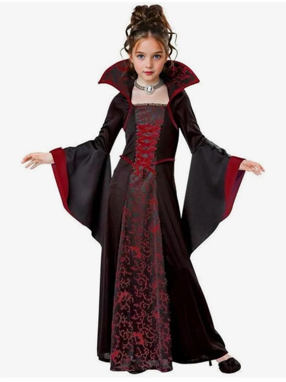 Girls Black and Red Vampire Costume Dress - Kids Costume